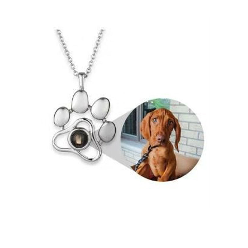 Cute Animal Dog Paw Personalized Custom Projection Necklace