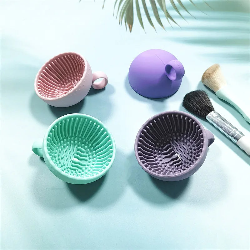 Makeup Brush Cleaner Folding Powder Puff Cleaning Bowl Eyeshadow Brushes Wash Clean Mat Beauty Tools Soft Silicone Scrubber Box
